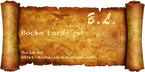 Bocke Loránd névjegykártya